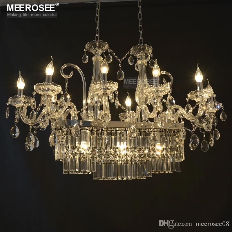 Gorgeous Rectangle Crystal Chandelier Lighting Fixture 13 Lights Gorgeous Rectangle Crystal Chandelier Lighting Fixture 13 Lights Glass Re Hanging Dining Room Drop Lamp For