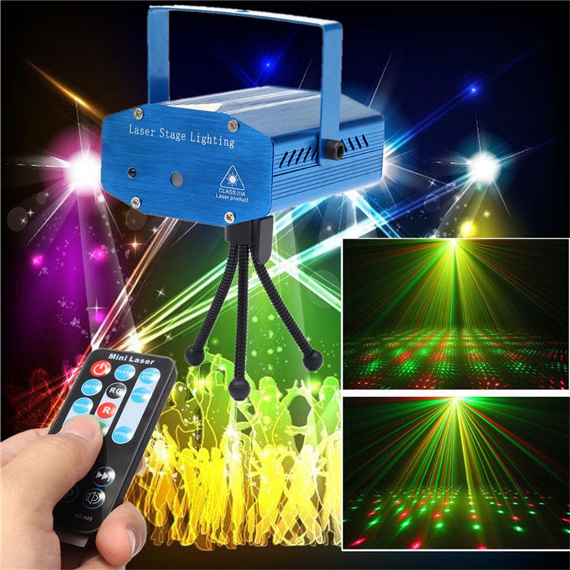 led projector laser lights mini sound activated auto flash stage lights for disco dj club party wedding show strobe light with remote c