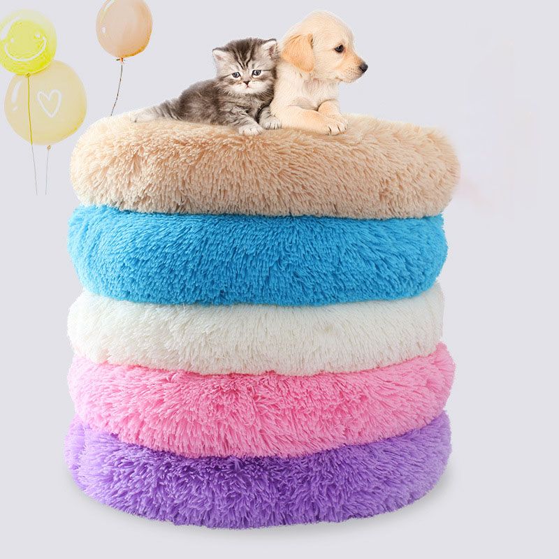 Houses Cozy Solid Fleece Round Pet Bed Anit Skip Dog Basket Plush Dog Beds Best Puppy Blankets