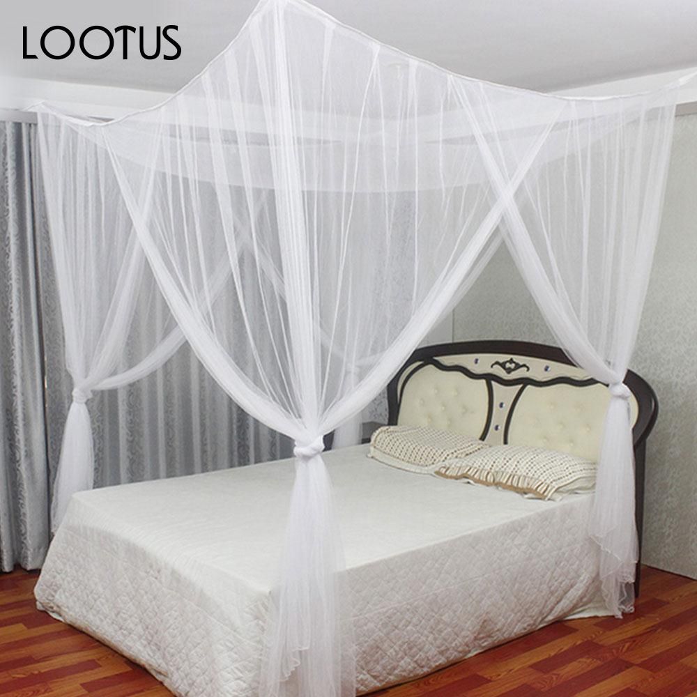 Bed Net Square Bedding Accessories Beautiful 4 Doors Open Mosquito Elegant Summer Corner Canopy Netting Home Textile
