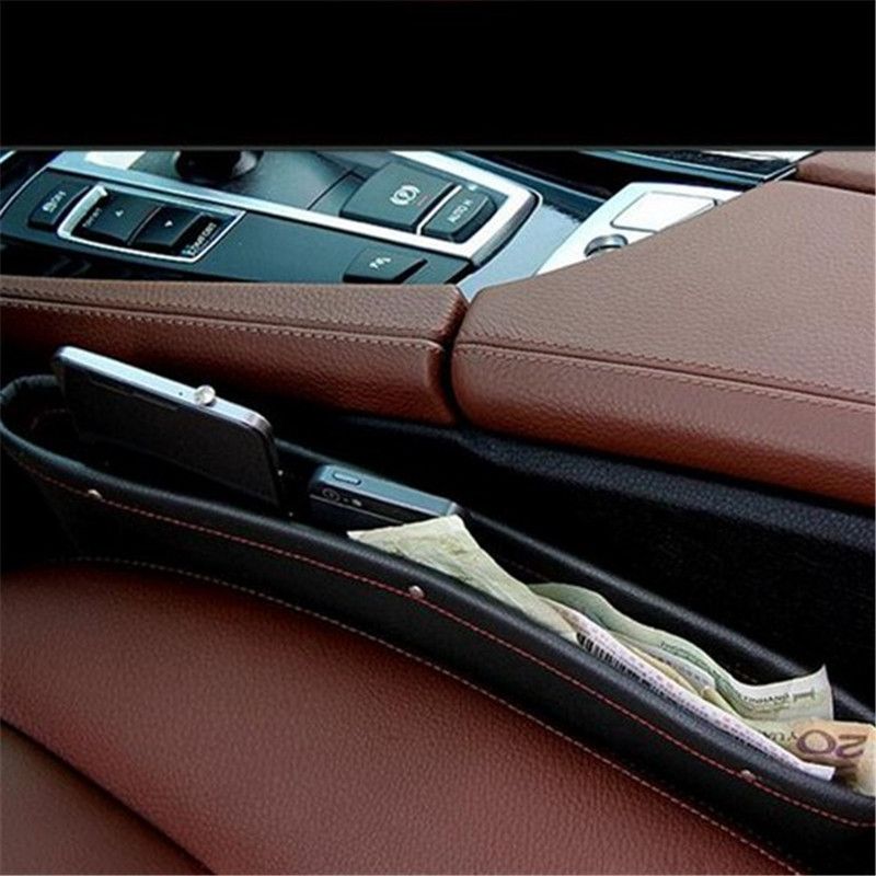 Leather Car Seat Slit Gap Pocket Storage Glove Box Organizer Slot Box
