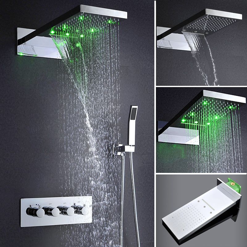 2019 2018 Luxury Bath Faucets Set Rainfall Massage Waterfall Led 2018 Luxury Bath Faucets Set Rainfall Massage Waterfall Led Showerhead 304sus Polished Surface Wall Mounted High Flow Shower
