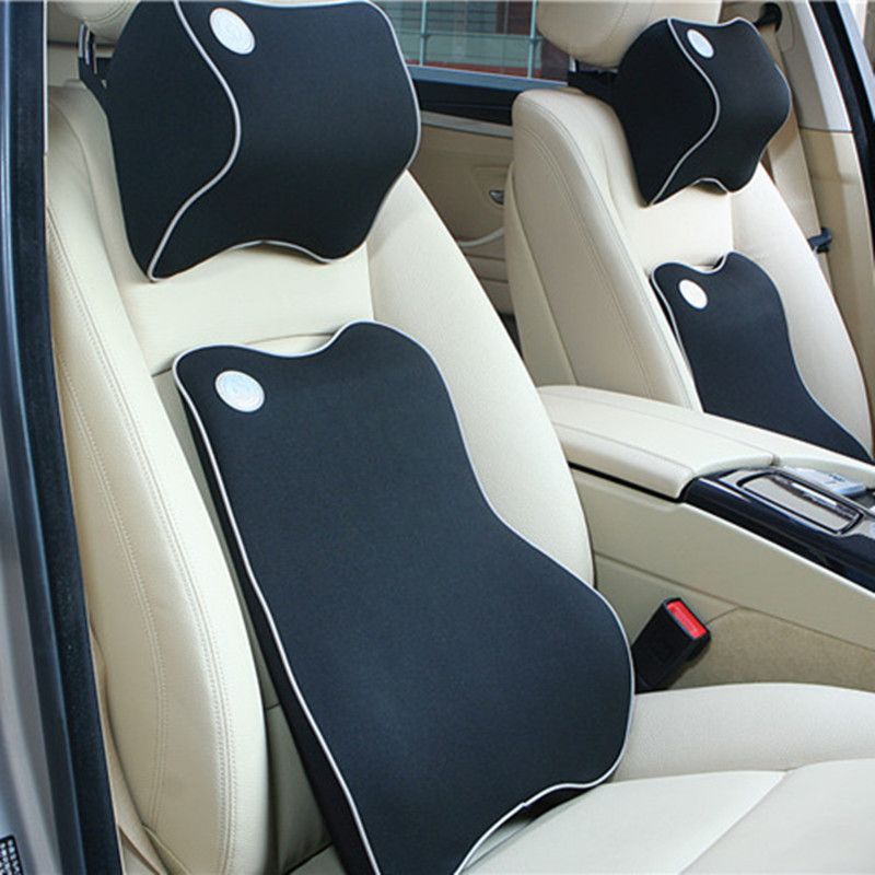Vorcool Memory Foam Car Neck Pillow Back Support Cushion Auto Headrest Backrest Set