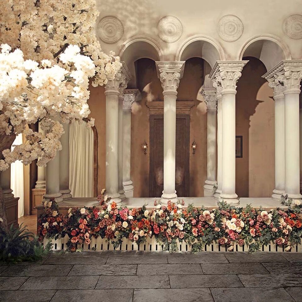 2018 White Cherry Blossoms Garden Wedding Photography Backdrops Printed