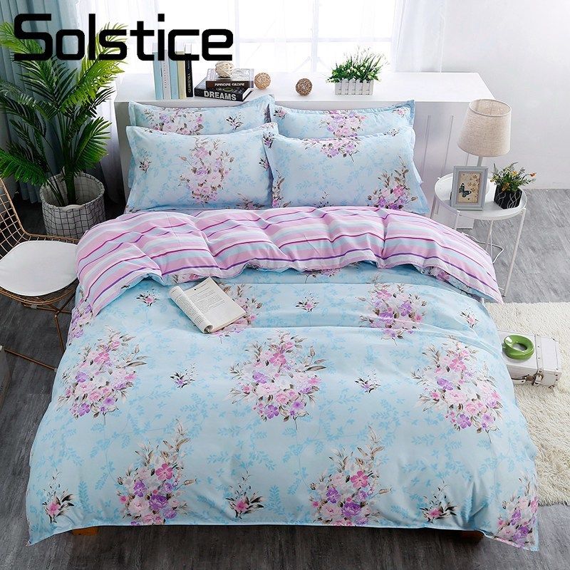 Solstice Home Textile Woman Bedding Set Blue Flower Duvet - White Bedding With Blue Flowers Solstice Home Textile Woman Bedding Set Blue Flower Duvet - White Bedding With Blue Flowers