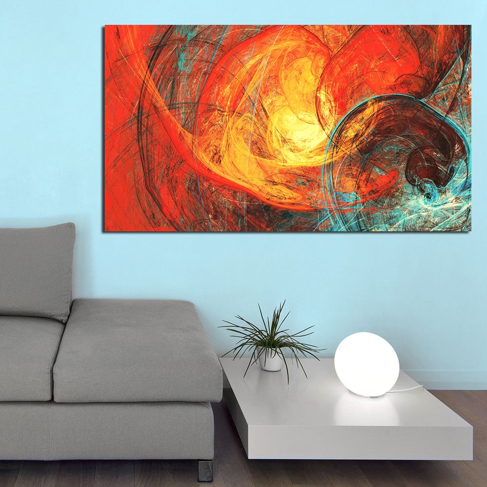 Wall Art Pictures For Living Room Red And Blue Abstract Home Decor On Canvas Painting No Frame Posters Prints