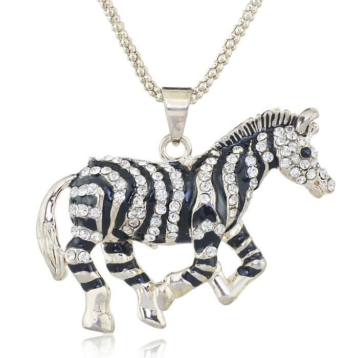 Pretty Zebra Horse Necklace Crystal Exquisite Amazing Long Chain 2018 Necklaces Pendants For Women Best Gift