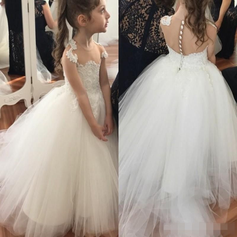 white tulle flower girl dress