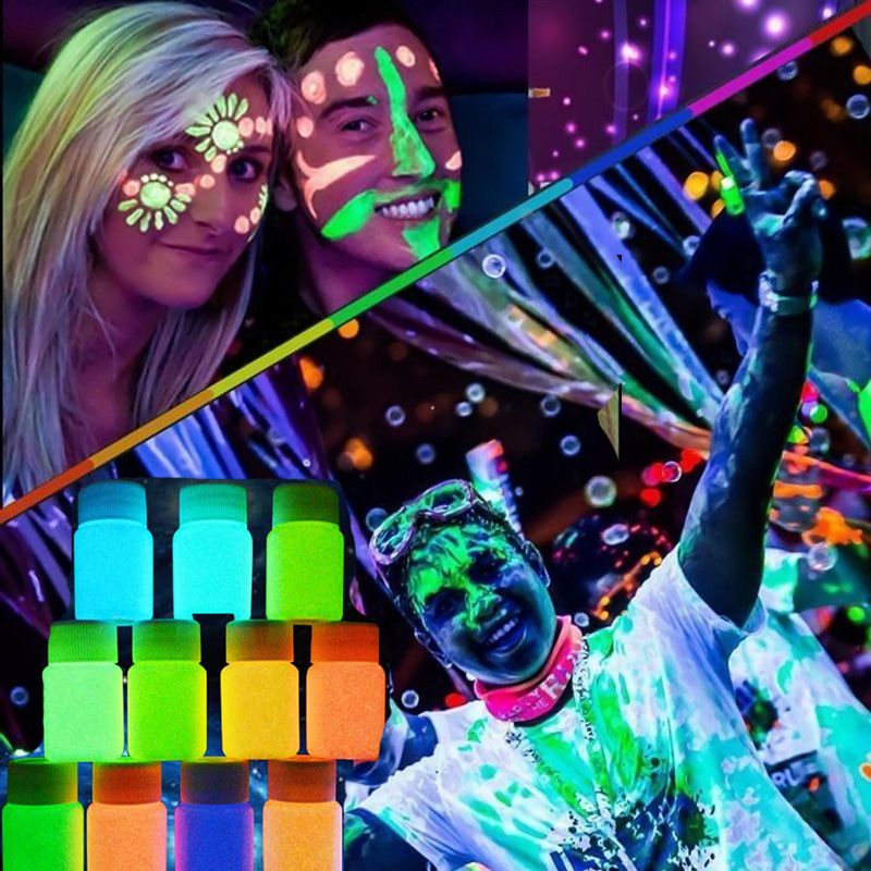 Acheter En Gros Nouveau 20 Ml UV Glow Neon Visage Corps Peinture Fluorescent Lumineux Fluo Irradiate Luminescent Parti Festival Décoration Maquillage De