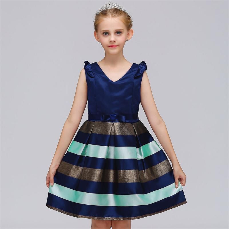 2020 Baby Girls Striped Dress For Girls Formal Wedding Party Dresses ...