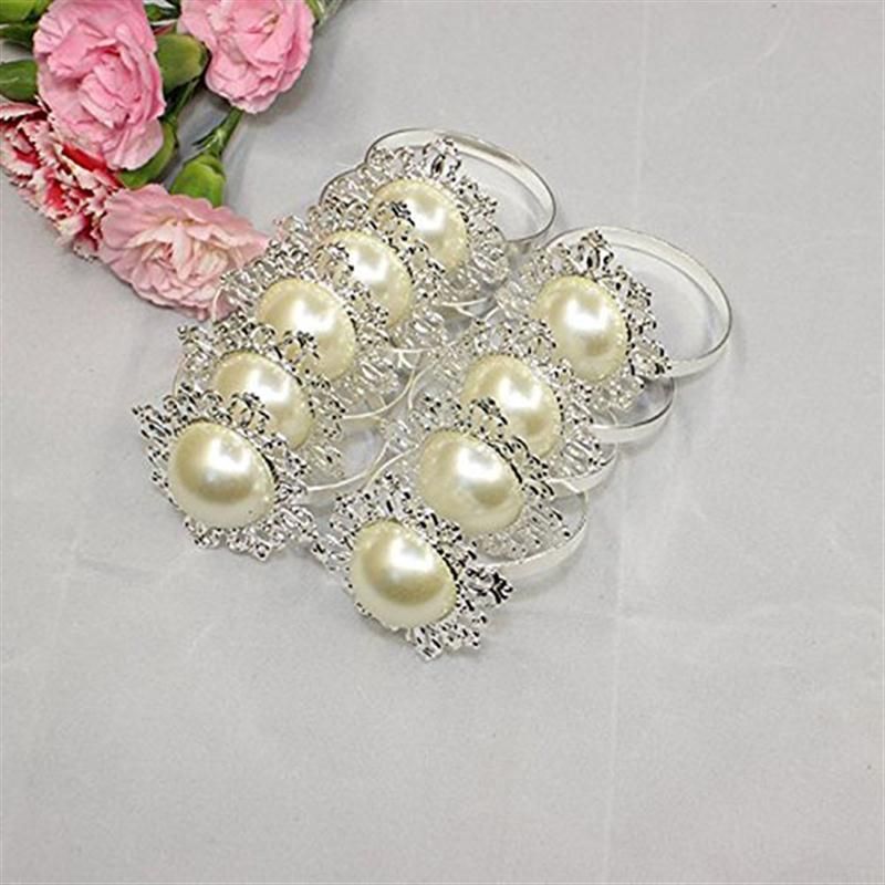 Wholesale Faux Pearl Wedding Decor Napkin Ring Beige Servet Ring