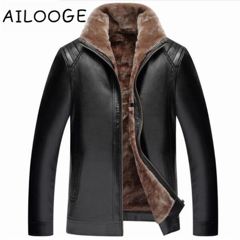 New Winter Leather Jackets Men Fashion Faux Fur Coats Male Casual Motorcycle Jacket Thicken Outwear Overcoat