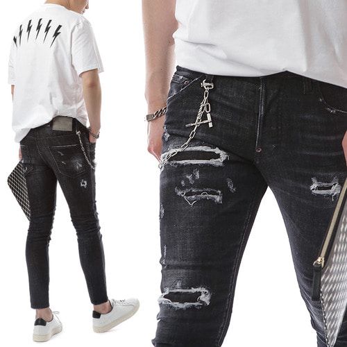 damage jeans black