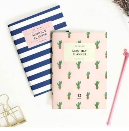 2019 a6 36p yearly monthly planner organizer agenda catcus marine monthly planner organizer