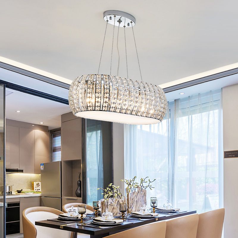 Modern Re Crystal Led Chandeliers Lighting Dining Room Oval Modern Re Crystal Led Chandeliers Lighting Dining Room Oval Chrome Metal Pendant Chandelier Lights Hanging Lamp Fixtures Globe