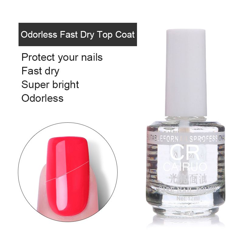Cr Brand 12ml Fast Dry Top Coat Odourless Top Oil Nail Polish