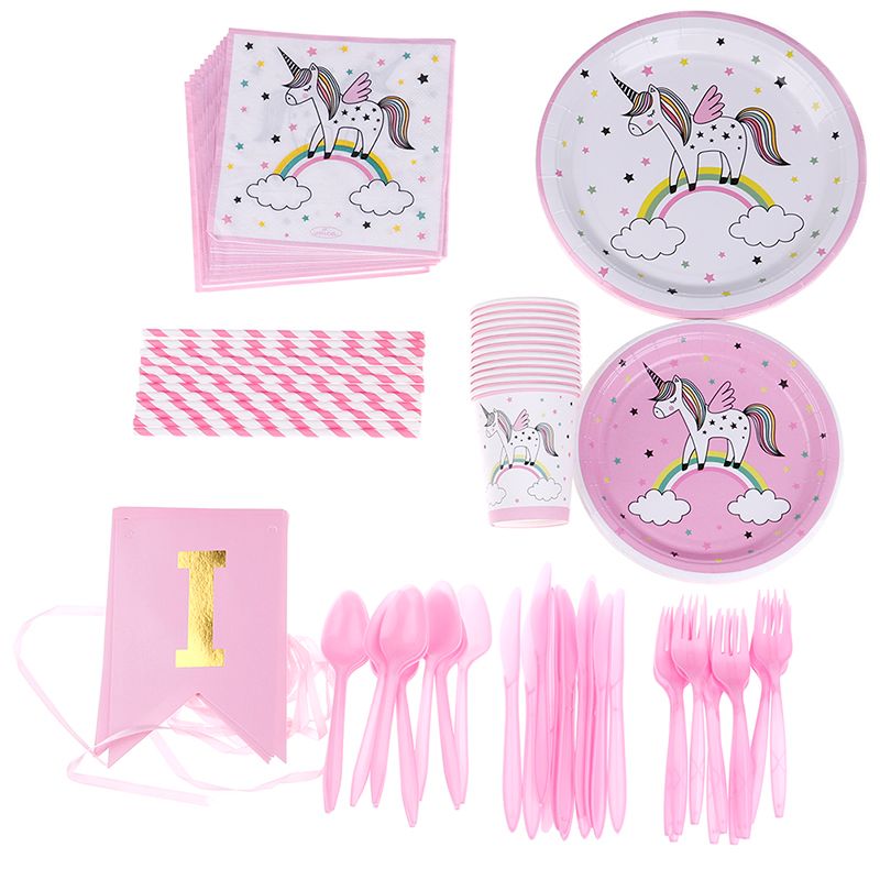 2019 Unicorn Party Kits 1st Birthday Unicorn Paper Cups Plates