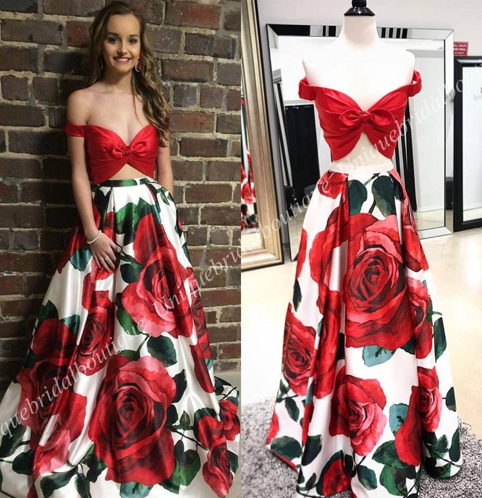 prom dress with roses