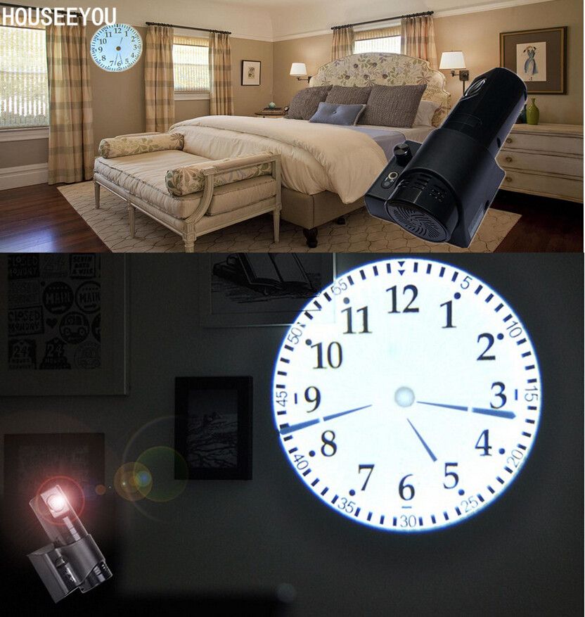 Modern Home Decor Large Projection Wall Clock Digital Led Projector Clocks Red Green Blue Yellow Bright Lights With Roman Arabic