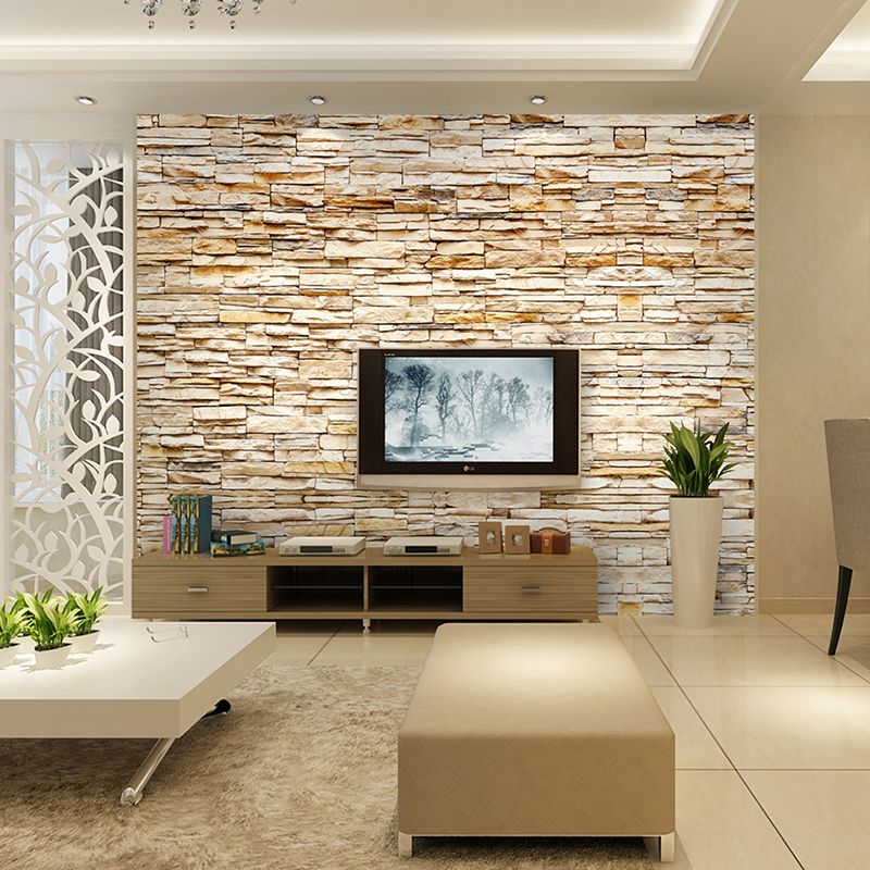 Acquista Carta Da Parati Non Tessuta Della Carta Da Parati Dei Mattoni Di Pietra 3d Di Modo Il Salone Priorita Bassa Del Sofa Pareti Pareti Carta Da Parati Domestica Delloro 3d Decorazione