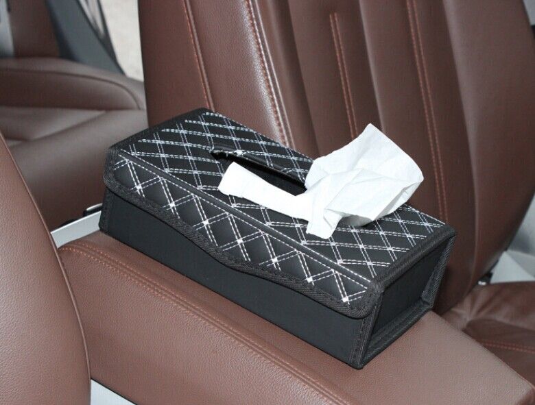 2019 red wine movement folded paper towel box pu leather tissue foldable paper car