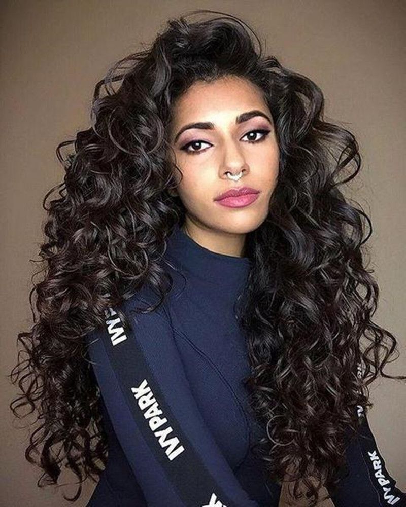 Fashion Wig Lady Natural Black Long Curly Hair Big Wavy Wig Women S Synthetic Wigs Women S