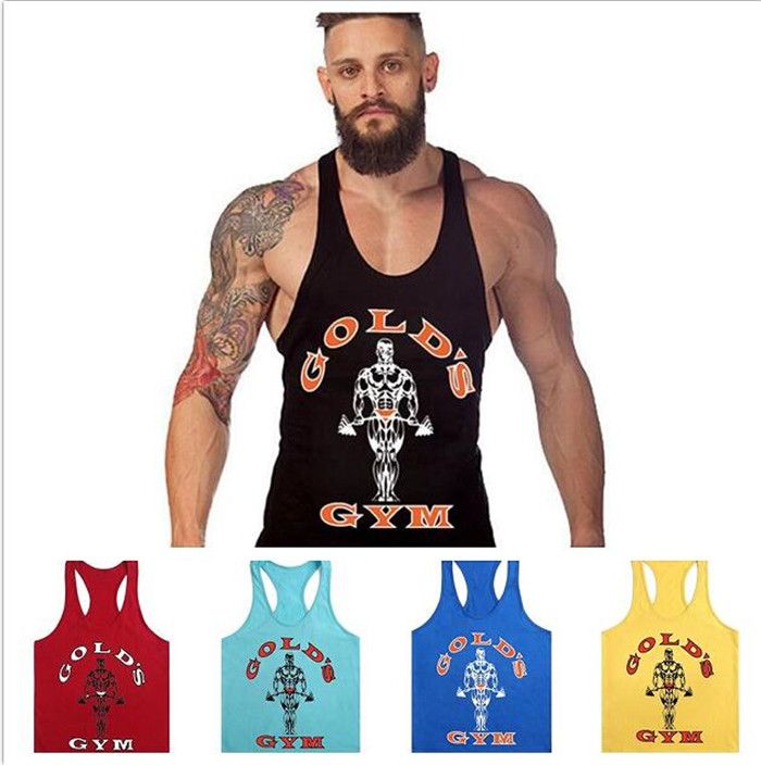 2019 Gold'S GYM Men Fitness Vest Stringer Cotton Gym Tank Top Singlet ...