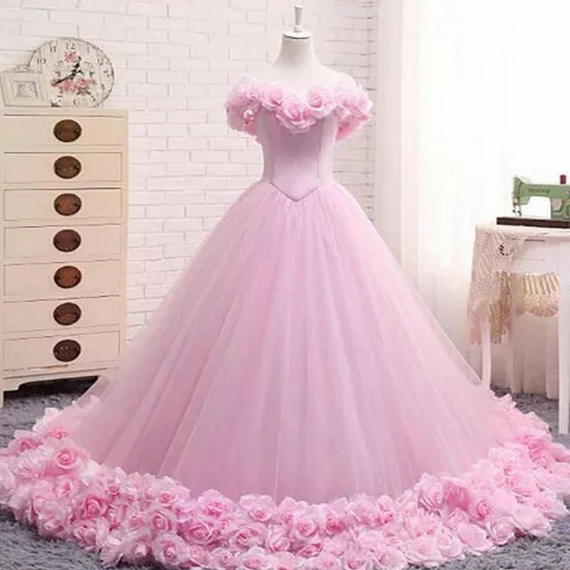Compre Nuevos Vestidos De Quinceañera Rosa Hinchada Princesa Cenicienta