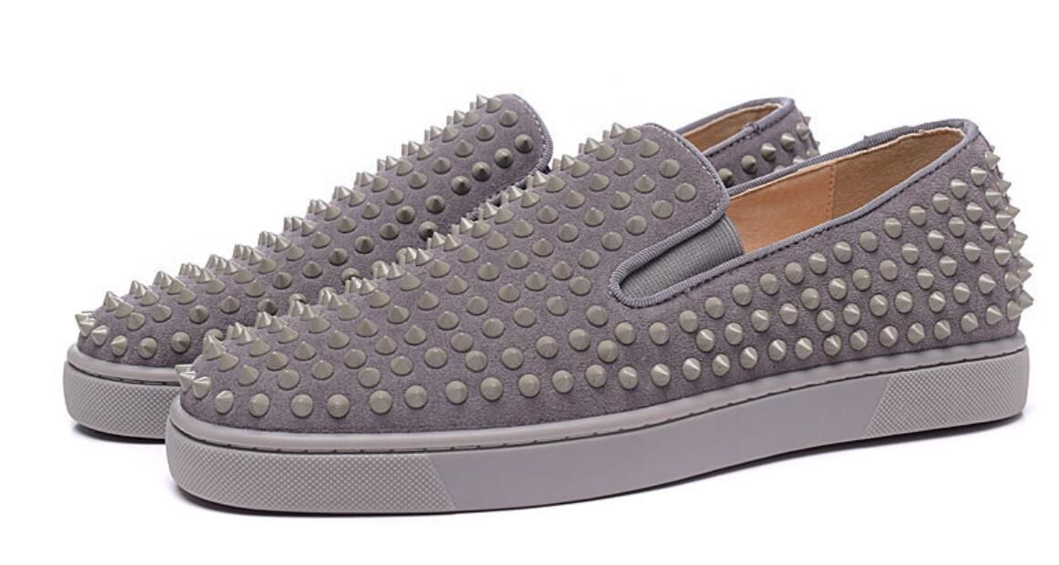 2017 New Arrival Fashion Spike Stud Mens Dress Shoes Grey Matt Leather