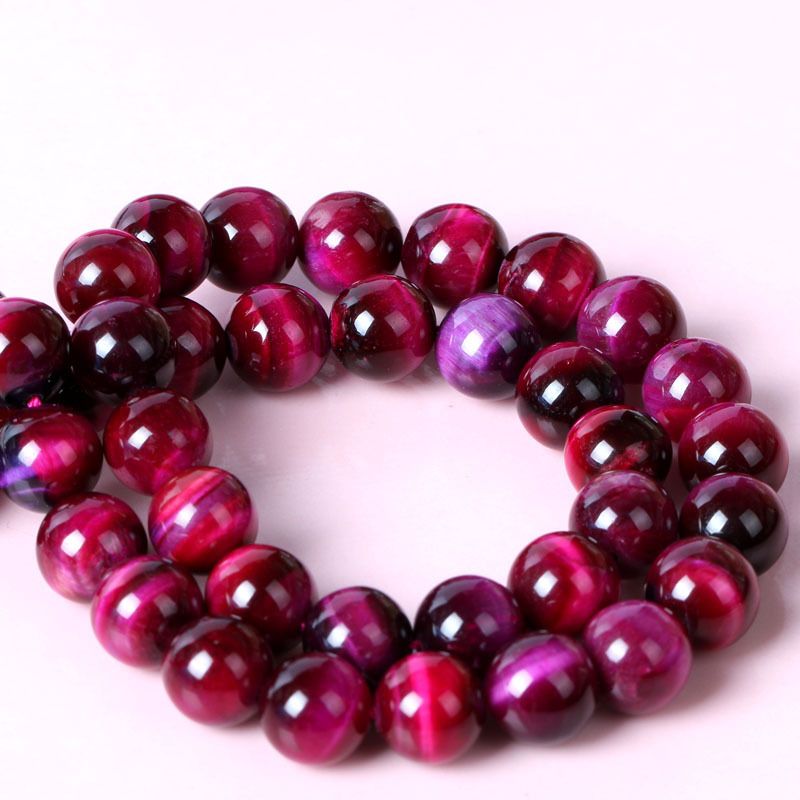2020 Hot Selling Natural ROSE PINK Tiger Eye Stone Loose Beads Red ...
