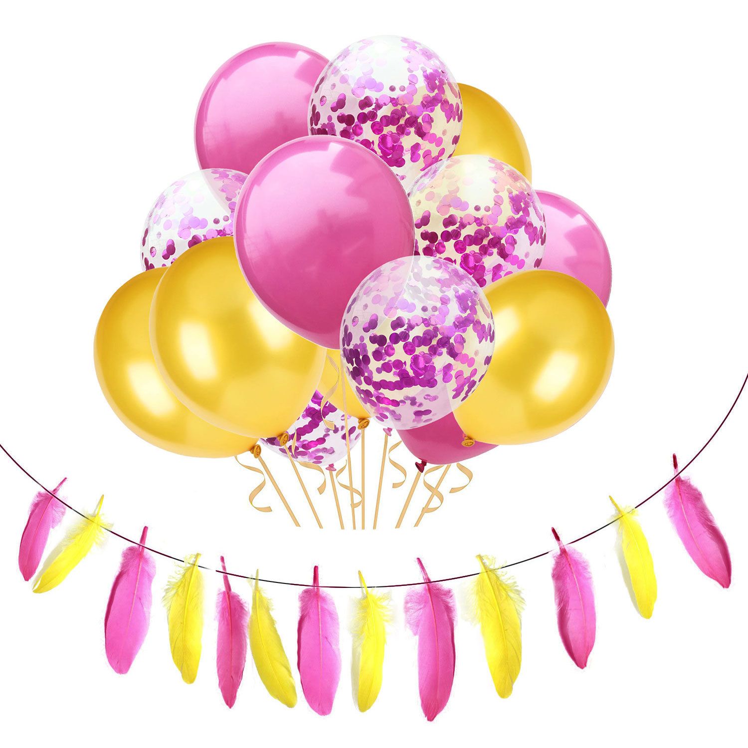Colorful Feather Garland Flags Banner Latex Balloon Confetti