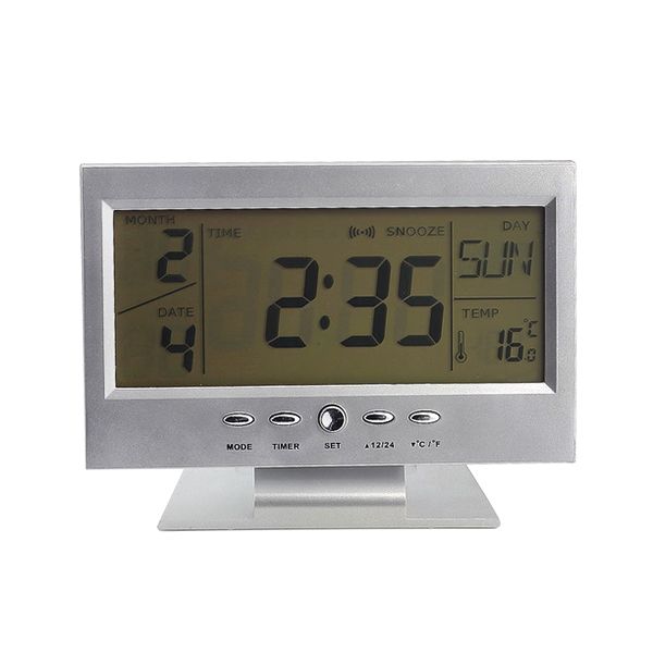 Newly Led Voice Control Alarm Desk Clock Weather Monitor Calendar With Electronic Digital Back Light Clocks 8 99 M