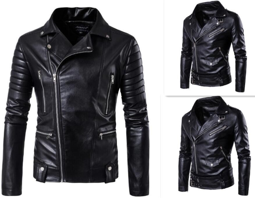 Hot 2018 Men S Autumn Winter Brand Rock Leather Jacket Motorcycle Clothes Slim Mens Coats