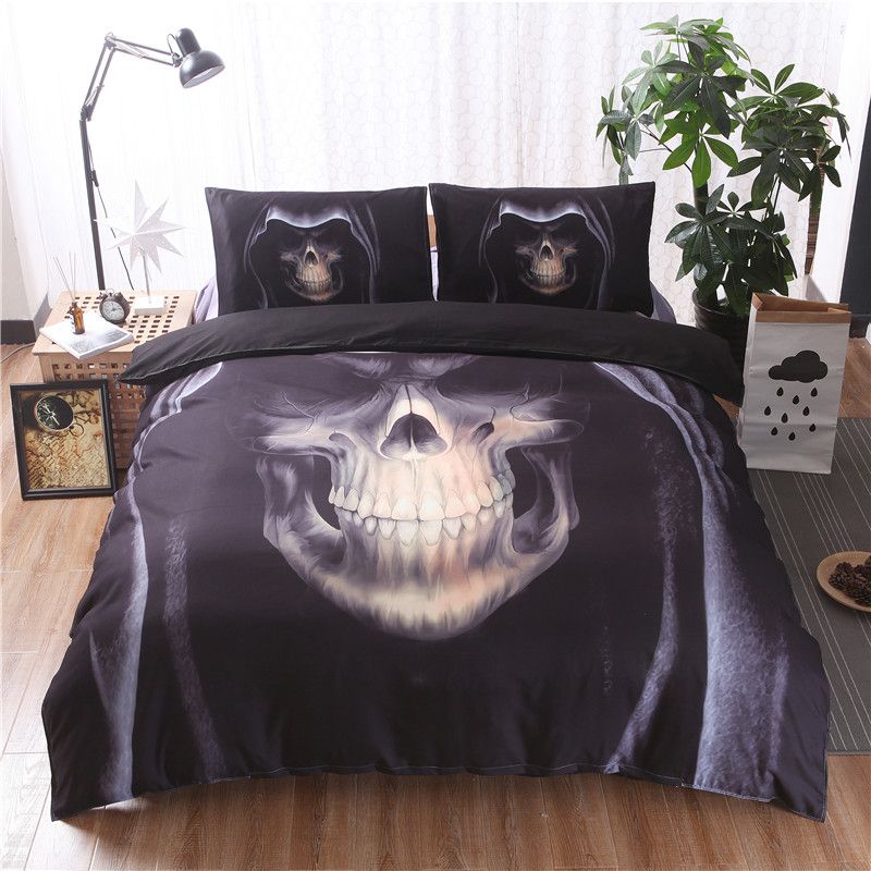3d Black Skull Print Duvet Cover Set Double Queen King Bedclothes 3d Black Skull Print Duvet Cover Set Double Queen King Bedclothes Bed Linen Bedding Setsno Sheet No Filling Comforter White Sets From Cansou
