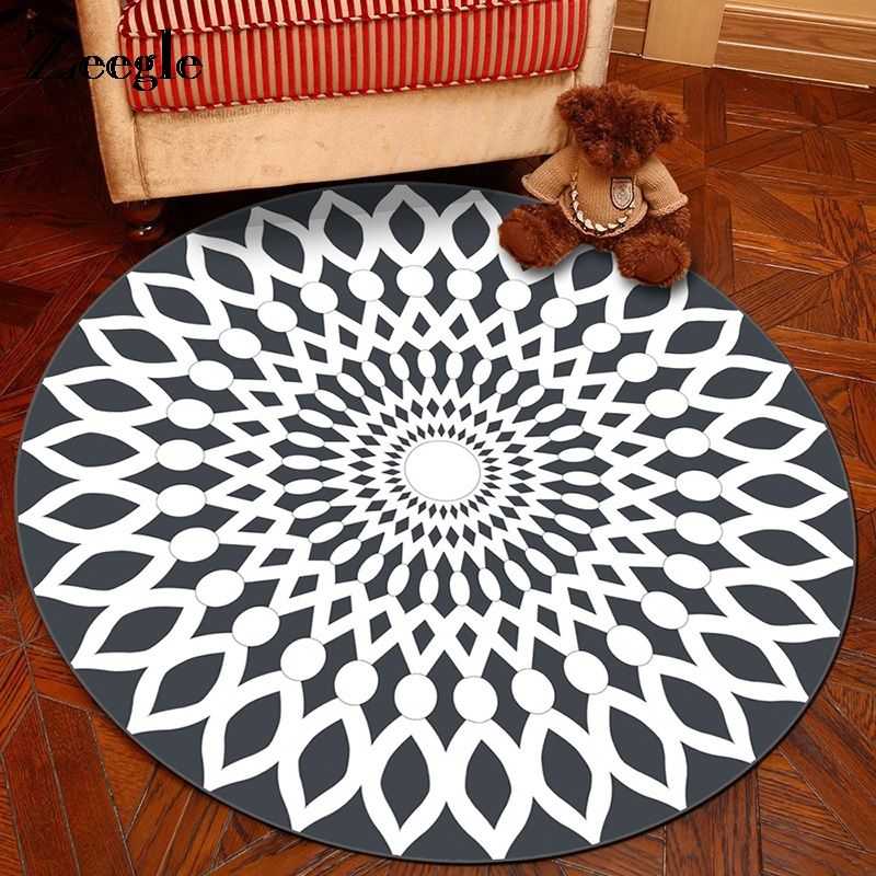 Zeegle Mandala Round Carpet Computer Chair Area Rug Children Play Zeegle Mandala Round Carpet Computer Chair Area Rug Children Play Tent Floor Mat Living Room Coffee Table Cushion Carpeting Retailer