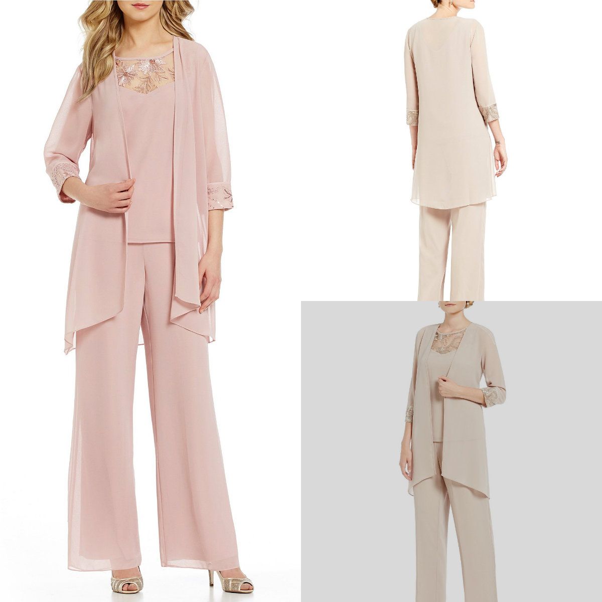 Mother Of The Bride Pant Suits Pink Chiffon Plus Size Mother Of The ...