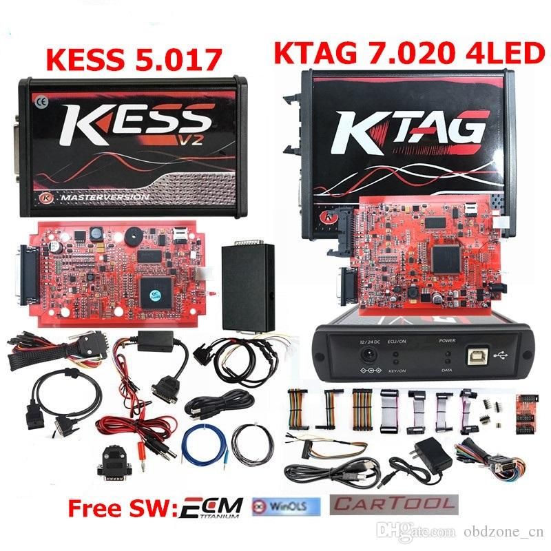 New 4LED KTAG V7.020 Red PCB EU Online Version KESS 5.017 SW2.47 Chip