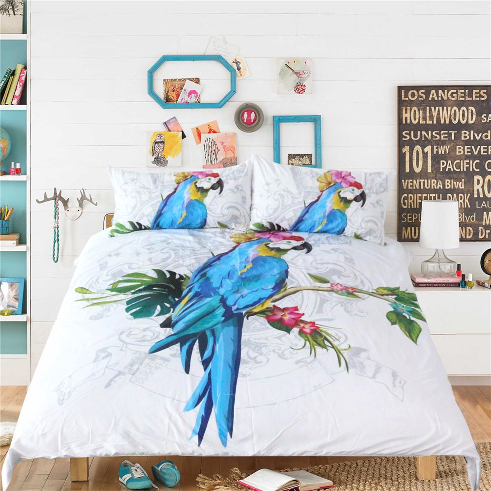 3d Designsking Kong Parrot Bedding Set Queen King Size Reactive 3d Designsking Kong Parrot Bedding Set Queen King Size Reactive Printing Good Fastness Cartoon Designs Tiger Leopard Linon Cat Seatacion Fine Grey