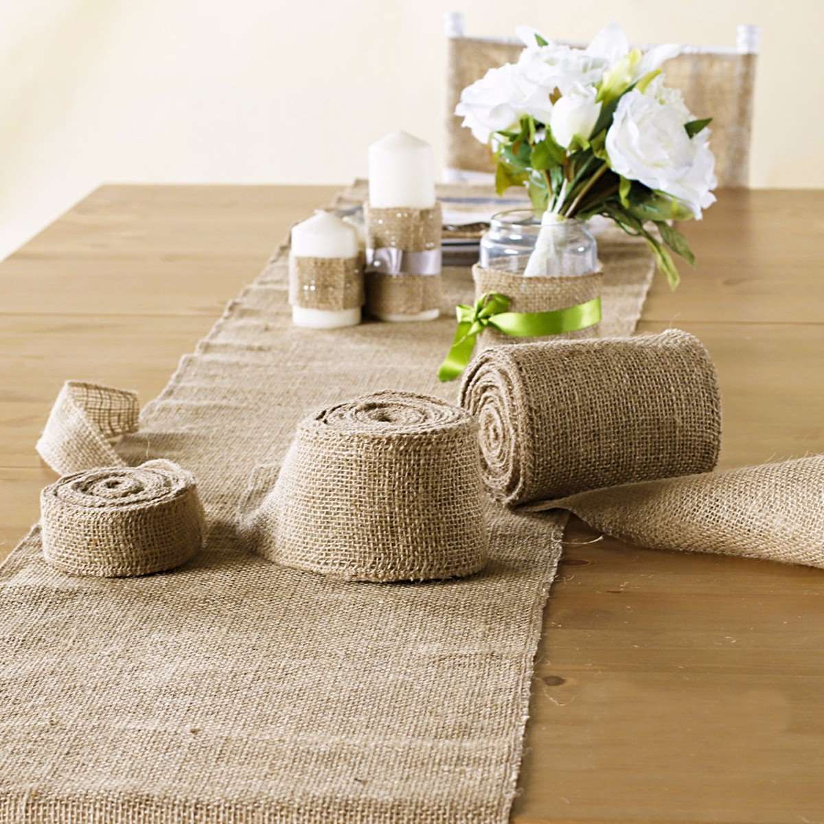 Rustic Hessian Table Runner Chair Cover 10X50cm Hessian Vintage Burlap