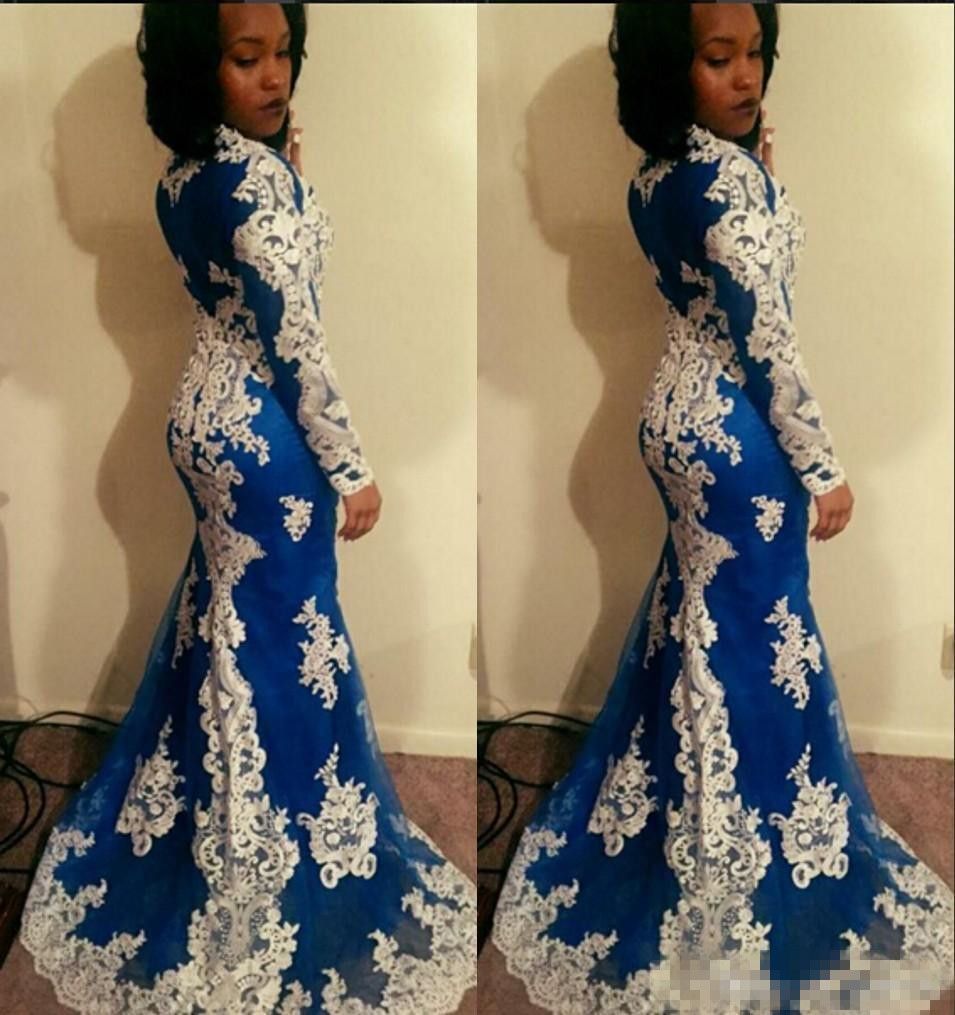 blue and white lace dress