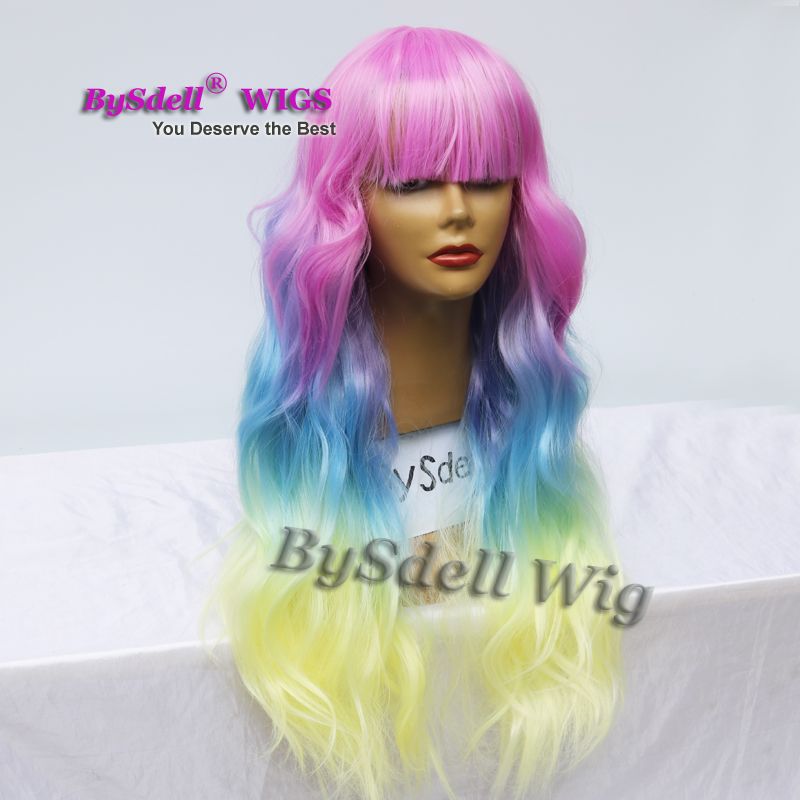 Mermaid Colorful Pastel Hair Wig Synthetic Pastel Rainbow Hair