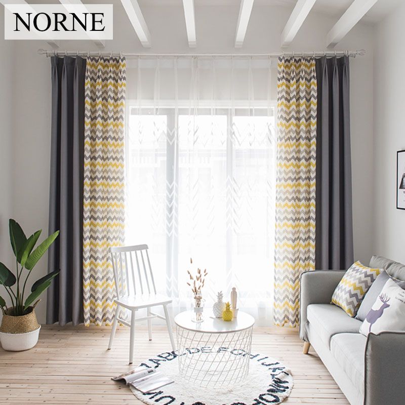 Norne Faux Linen Fashion Room Darkening Curtains For Living Bedroom Modern Window Stitching Curtain Kitchen Blinds Ds