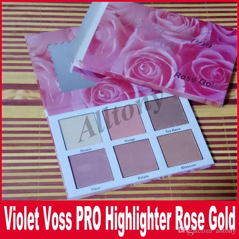 Newest Violet Voss Pro Highlighter Rose Gold Palette Face Bronzers Highlighters 6 Color Glow Free Shipping