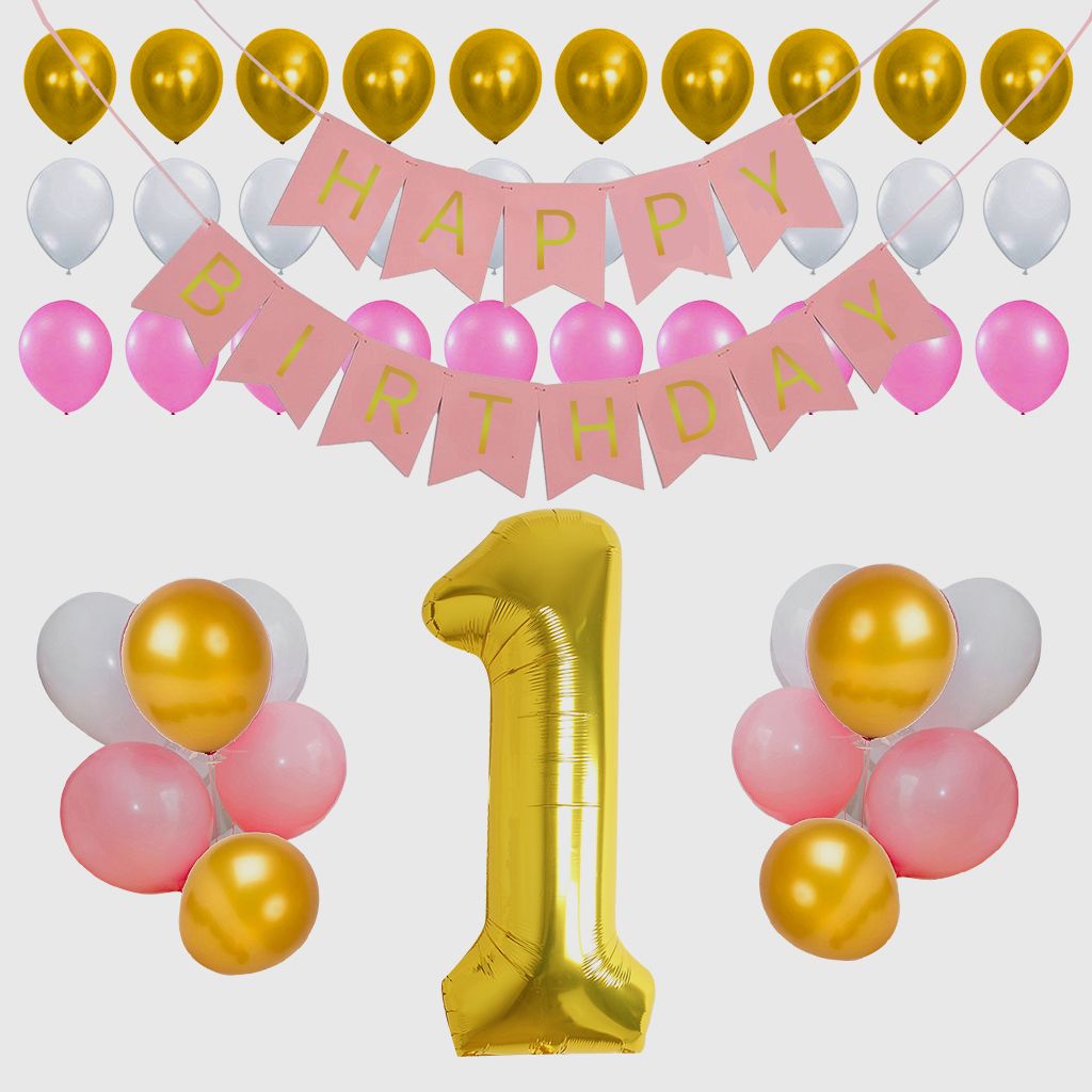 2021 Vinyl Photography Backdrop Happy 1st Birthday Ribbon Balloons