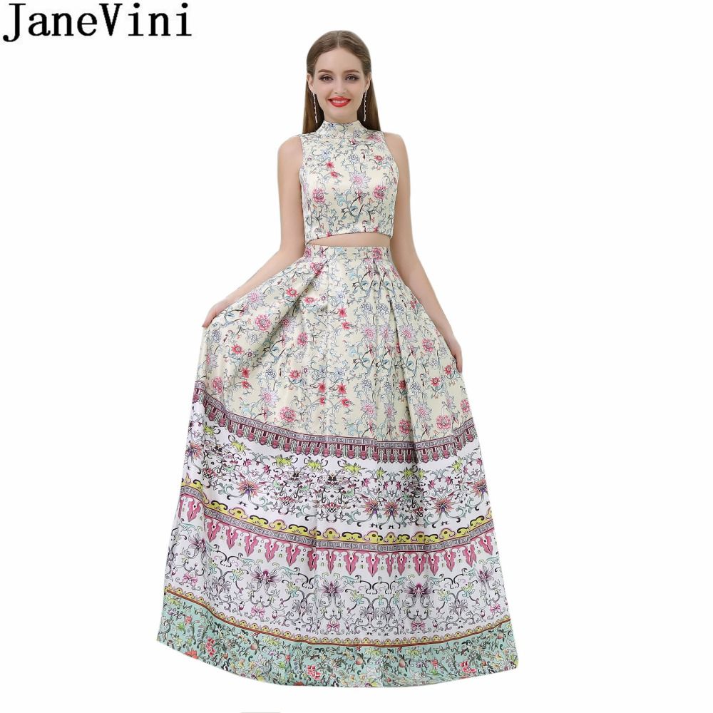 Flower Print Prom Dresses with Pockets