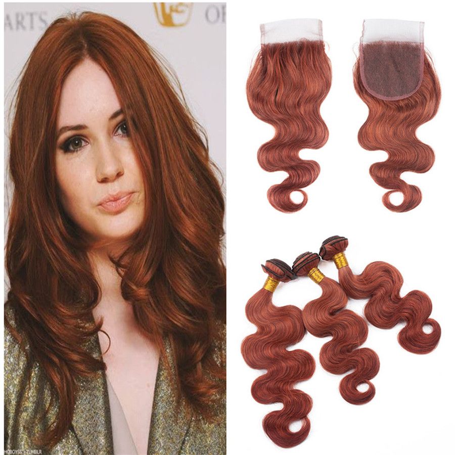 2019 Human Hair Weaves 33 Color Dark Auburn Body Wave Lace