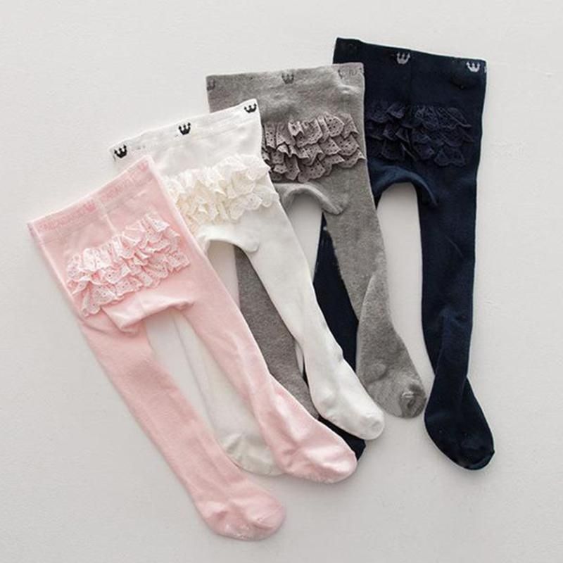 Compre Bebé Niños Niñas Medias De Algodón Color Sólido Encaje Medias