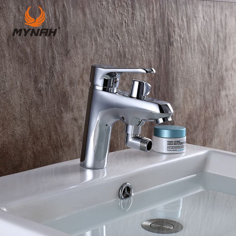 Mynah Russia Classic Style Bathroom Sink Basin Faucet Double Shower Set Partially Polished Single Handle M1211