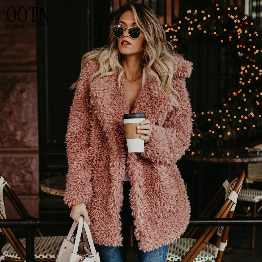 Nero Inverno Lungo Pelliccia Fur Faux Rosa Cappotto 2018 Acquista zaqFxwp