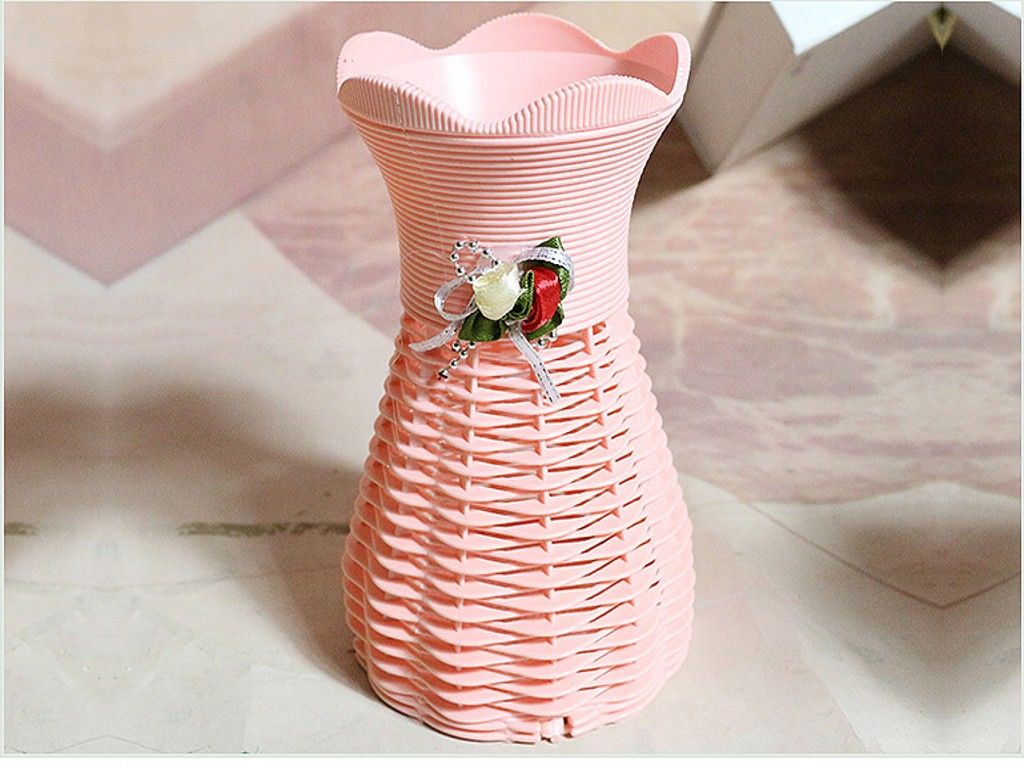 White Rattan Flower Basket Vase Vases Storage For Wedding Party